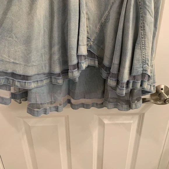 Juliette Light Blue Denim Skirt with Ruffle Hem - Picture 9 of 12